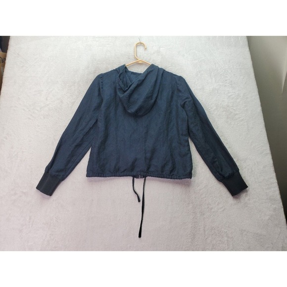 H&M Jacket Womens Size 6 Black Pockets Long Sleeve Hooded Drawstring Full Zipper - Picture 2 of 9